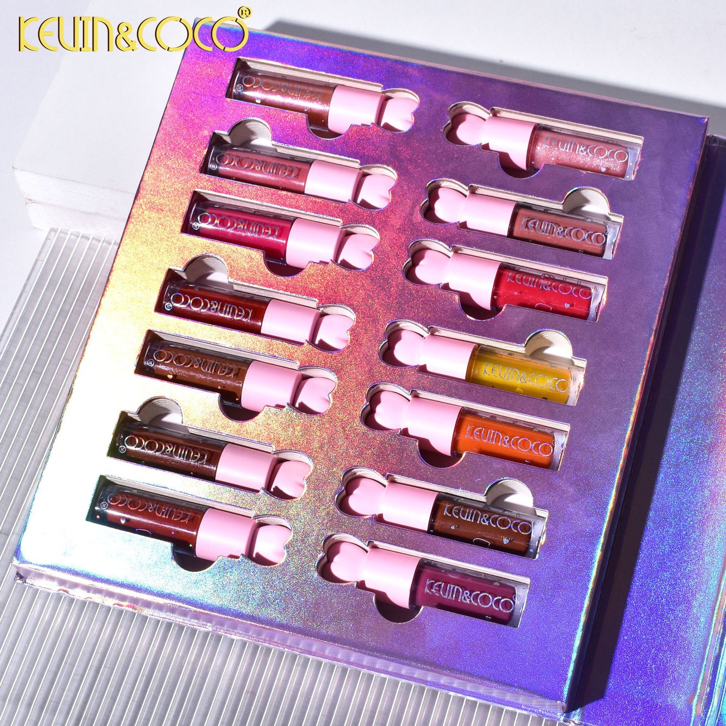 KEVIN & COCO Valentine's Day series bright lip gloss 28 pcs lipstick moisturizing, non-drying
