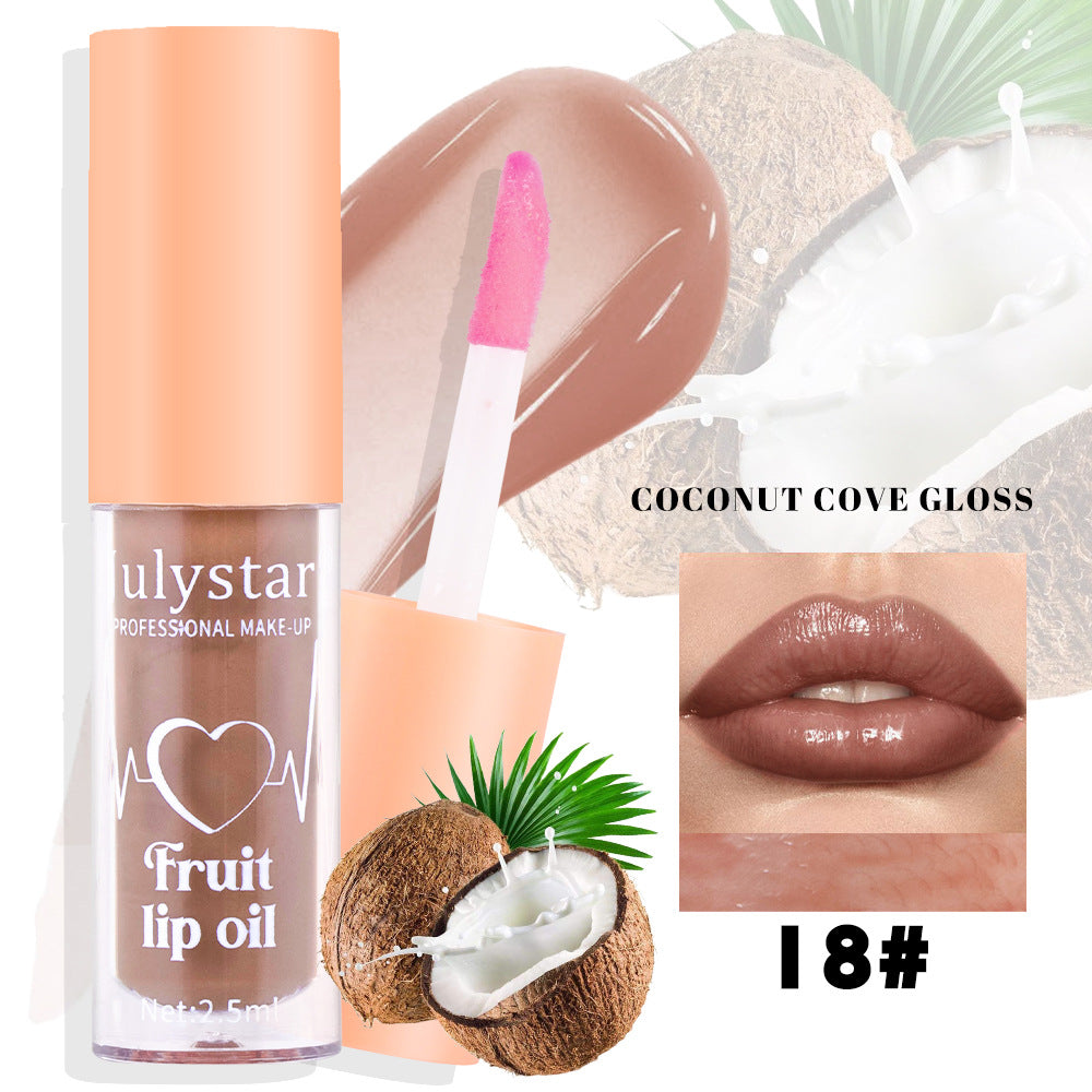 Julystar 20 Color Fruit Lip Glaze Water Light Transparent Moisturizing Moisturizing Temperature Variable Pearlescent Lip Oil