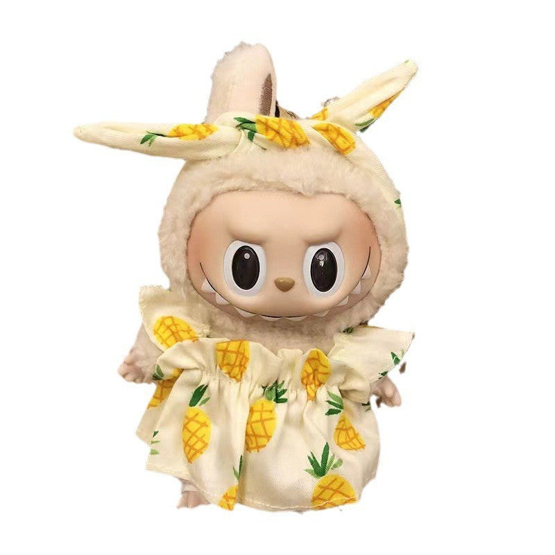 15Cm blind box rabub casual satchel set macaron labubu pendant doll nightdress set cute