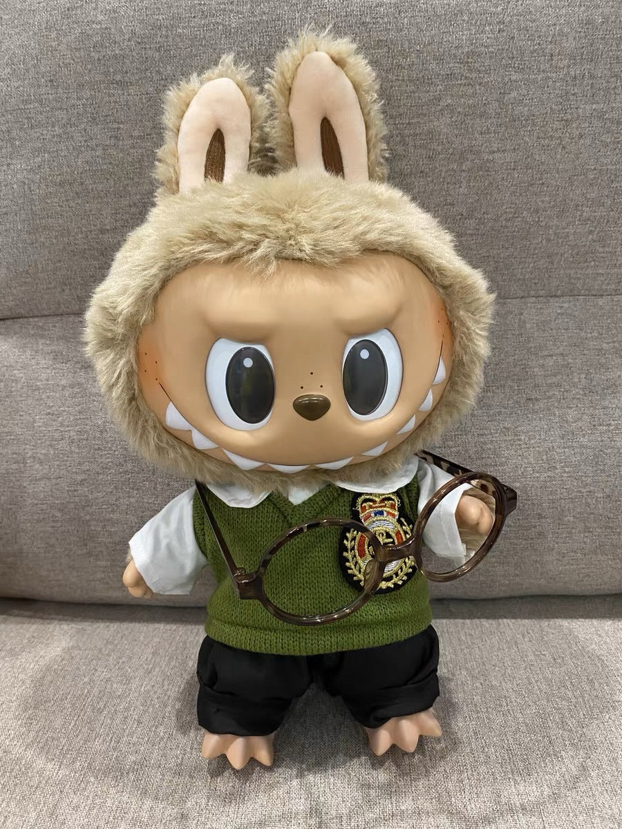 38Cm Labubu vinyl plush doll clothes for Labubu doll clothes striped animal shirt set cute