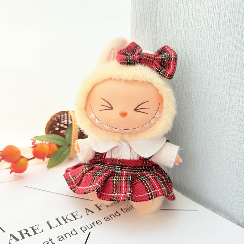 17Cm Labubuwa clothes LABUBU blind box sitting party one two three generations cute sweetheart Sugra dress cute