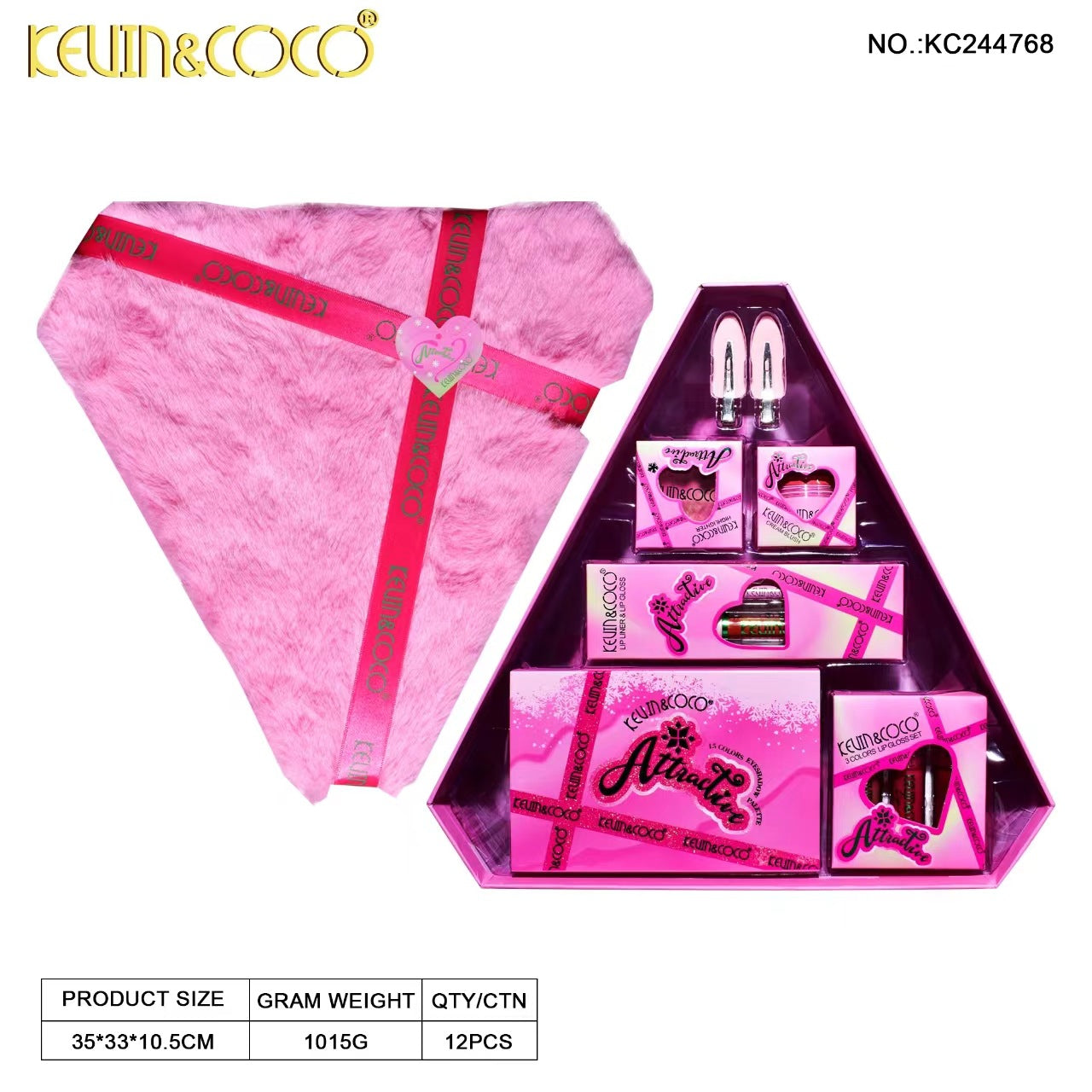 KEVIN & COCO Edelweiss Beauty Large Set Eyeshadow Lip Glaze, Highlight Blush Balm Plush Set