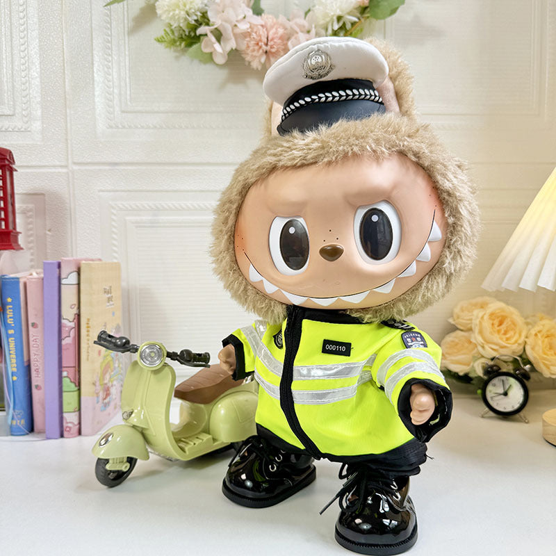 38Cm Labubu plush doll clothes for Labubu doll clothes Traffic uniform suit Cool handsome cute