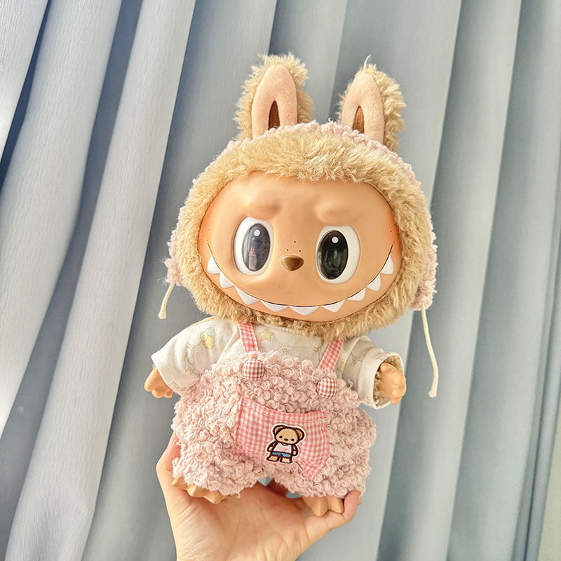 38Cm Labubu plush doll clothes for Labubu doll clothes circle teddy pink doodle suit cute