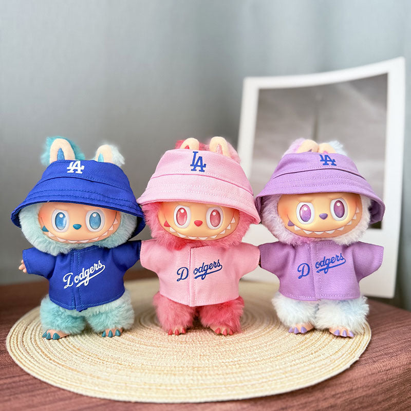 The first, second and third generation Labubu clothes pendant Labubu sitting baby clothes LA baseball sports suit is trendy and cute