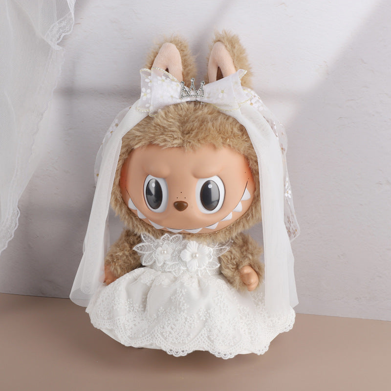 38Cm Labubu vinyl plush doll clothes for Labubu doll clothes striped animal shirt set cute
