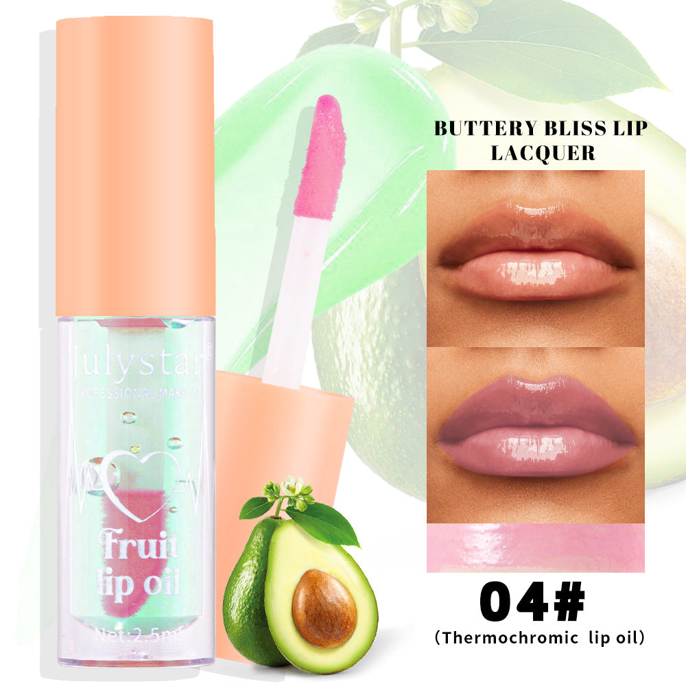 Julystar 20 Color Fruit Lip Glaze Water Light Transparent Moisturizing Moisturizing Temperature Variable Pearlescent Lip Oil