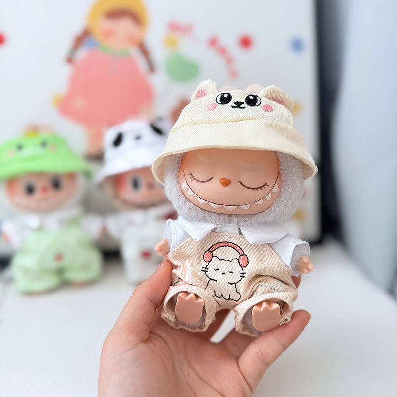 First and second generation keychain Labubu clothes pendant Labubu baby clothes cat puppy fish overalls set cute