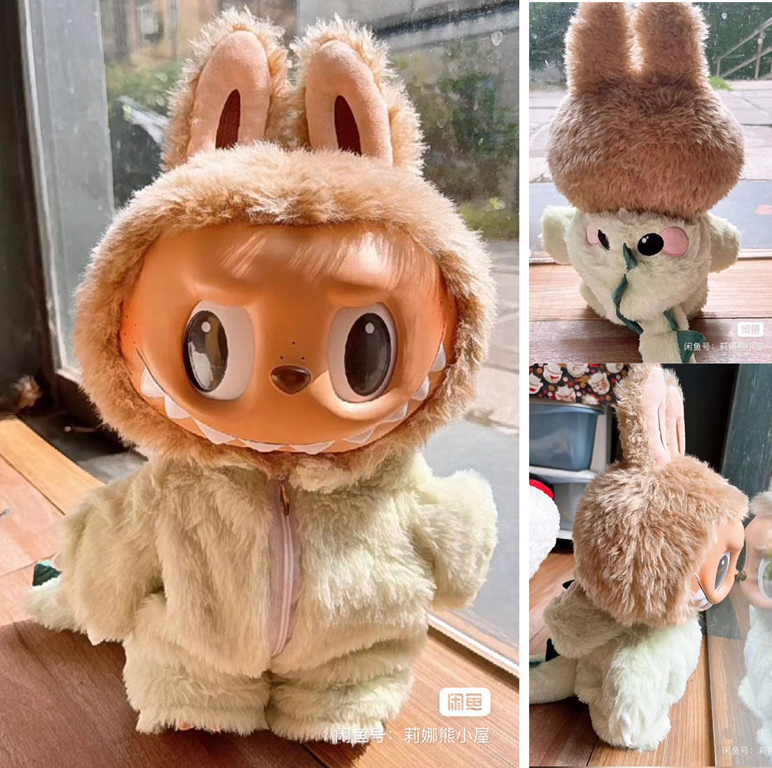 38Cm Labubu Vinyl Plush Doll Labubu Time to Chill Doll Dinosaur onesie