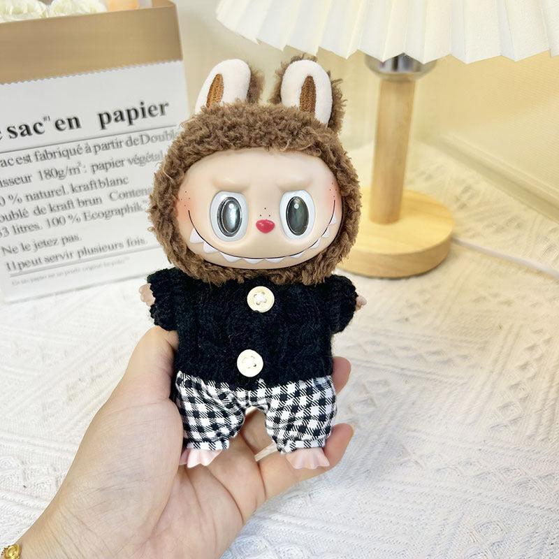 17Cm blind box rabub sweater pants macaron labubu pendant doll knitted sweater new year sweater cute