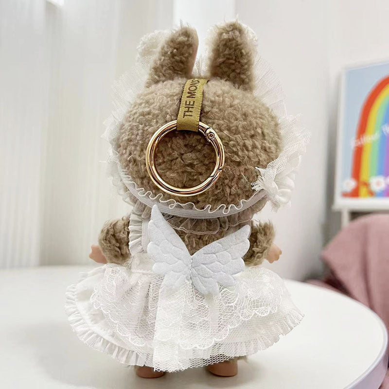 17Cm blind box Labubu cloth set circle smiley face shirt labubu pendant for invisible wings, cute clothes.