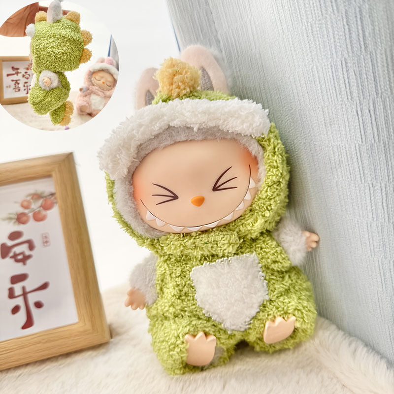 17Cm Labubuwa clothes LABUBU blind box sitting party one two three generations cute cloud velvet three eyes cute
