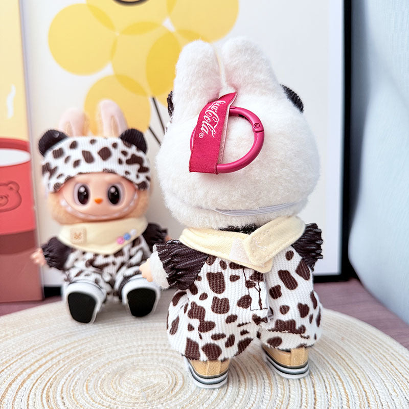 17Cm Labubuva clothes LABUBU blind box sitting party one two three generations cocoa ranch suit cute cute
