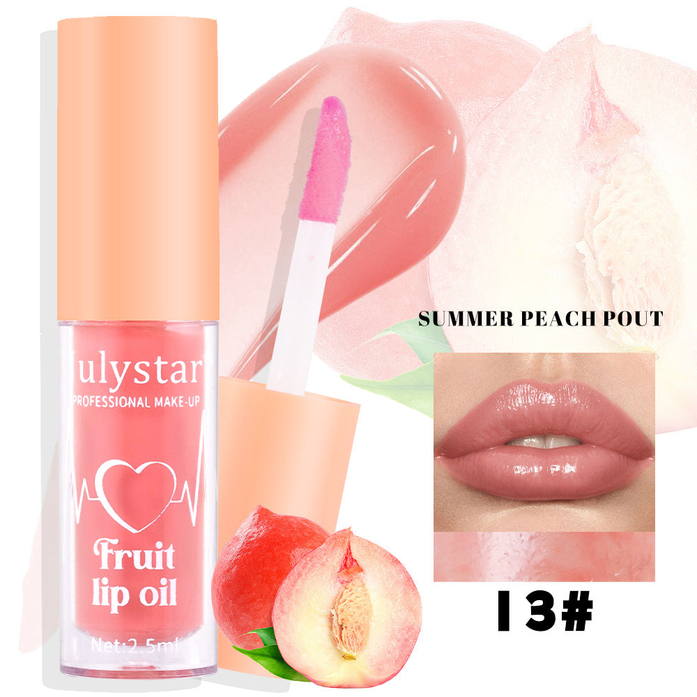 Julystar 20 Color Fruit Lip Glaze Water Light Transparent Moisturizing Moisturizing Temperature Variable Pearlescent Lip Oil