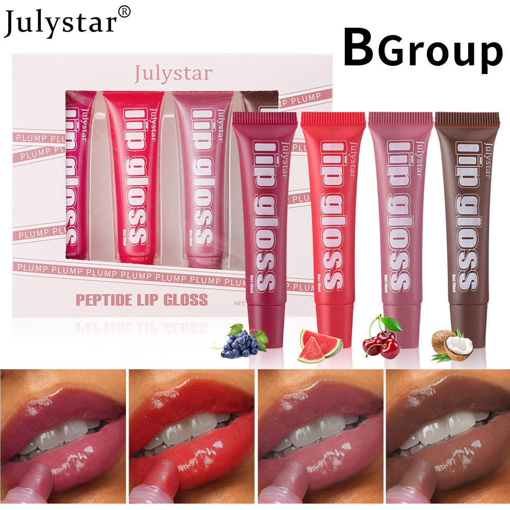 Julystar Popular Lip Moisturizing Fruit Lip Gloss 4 Pcs Set Lip Glaze Moisturizing Hydrating Lip Oil Makeup
