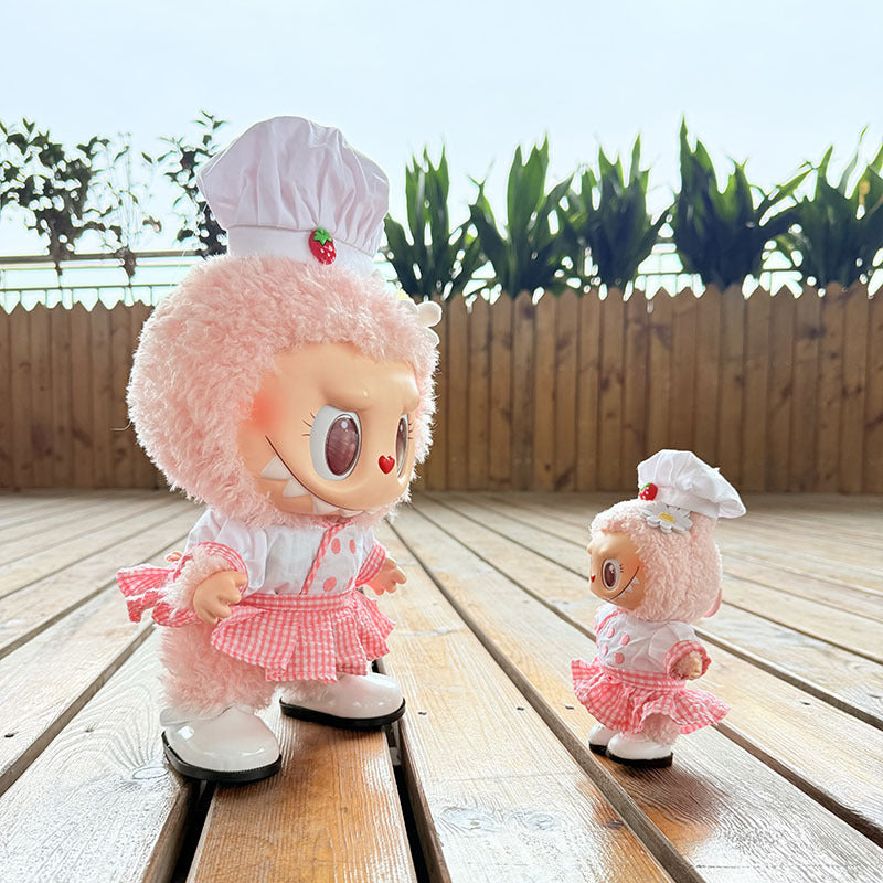 38Cm Labubu plush doll clothes for Labubu doll MOKOKO sweetheart strawberry chef outfit cute