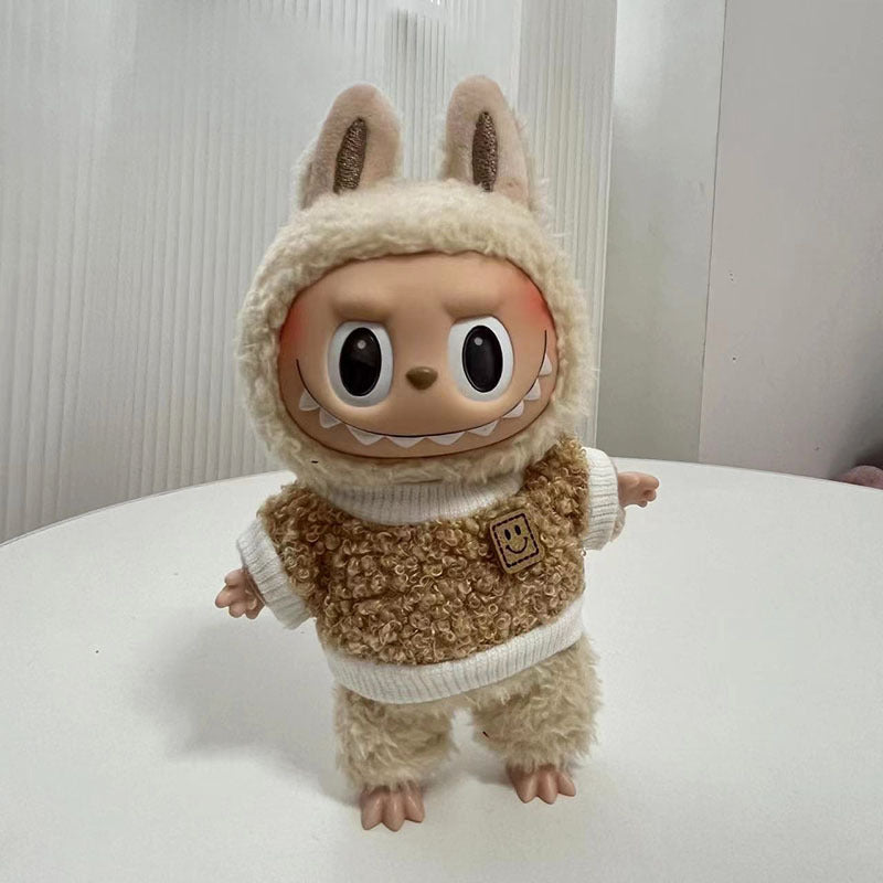 17Cm blind box rabub for stylish zipper shirt cool zipper sweater labubu pendant clothes cute