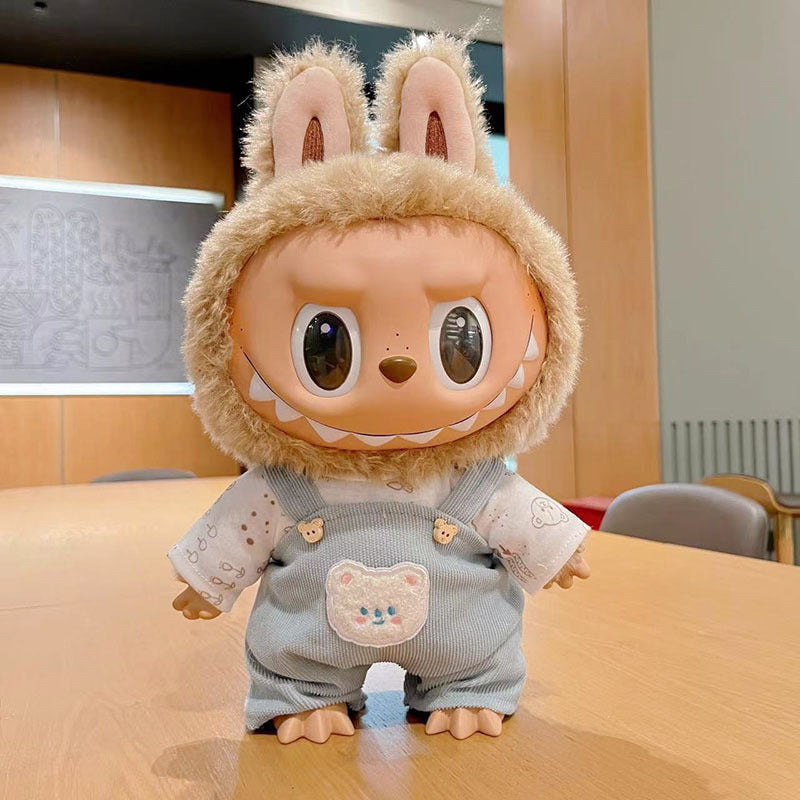 38Cm Labubu vinyl plush doll clothes for Labubu doll clothes striped animal shirt set cute