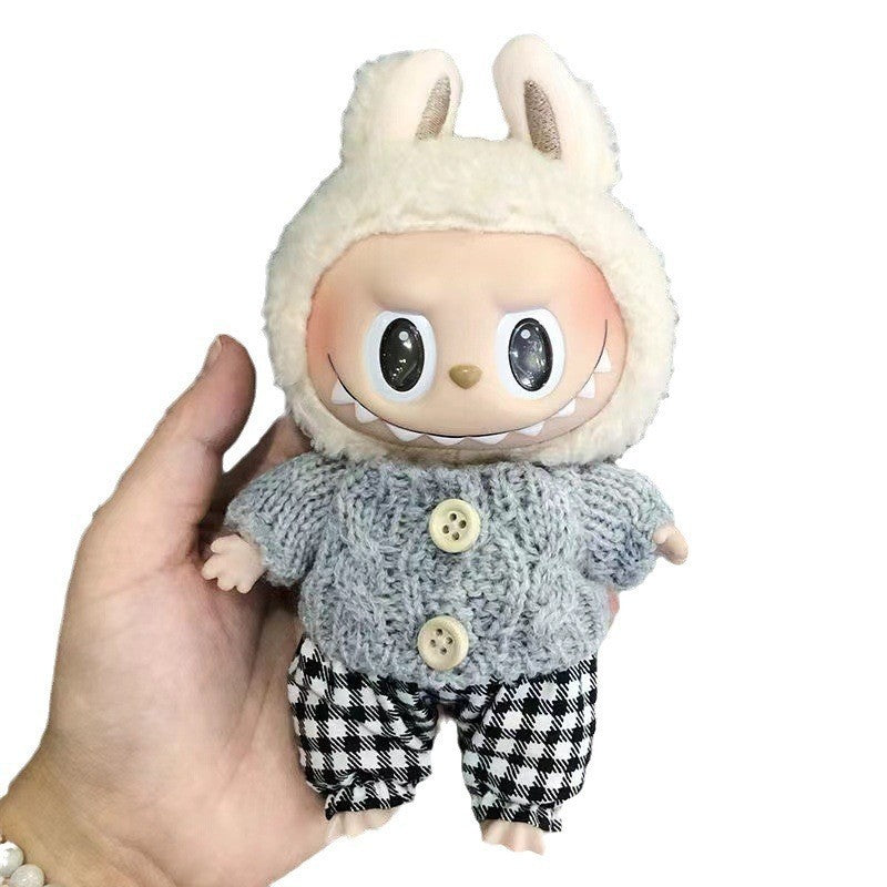 15Cm blind box rabub casual satchel set macaron labubu pendant doll nightdress set cute