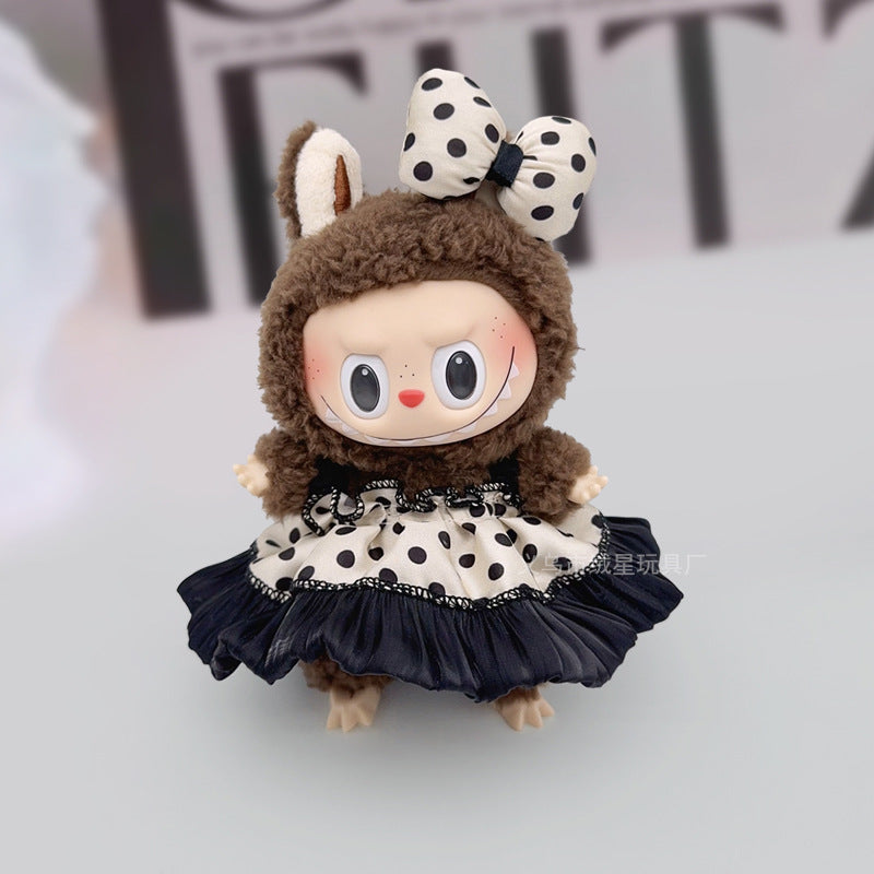 New labubu baby clothes set creative wear rabub clothes skirt bow two-piece set doll accessories
