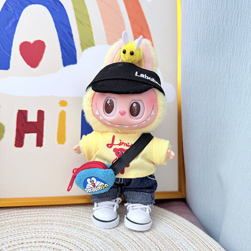 The first, second and third generation Labubu clothes pendant Labubu sitting party baby clothes bee robot cat suit is cute and cute