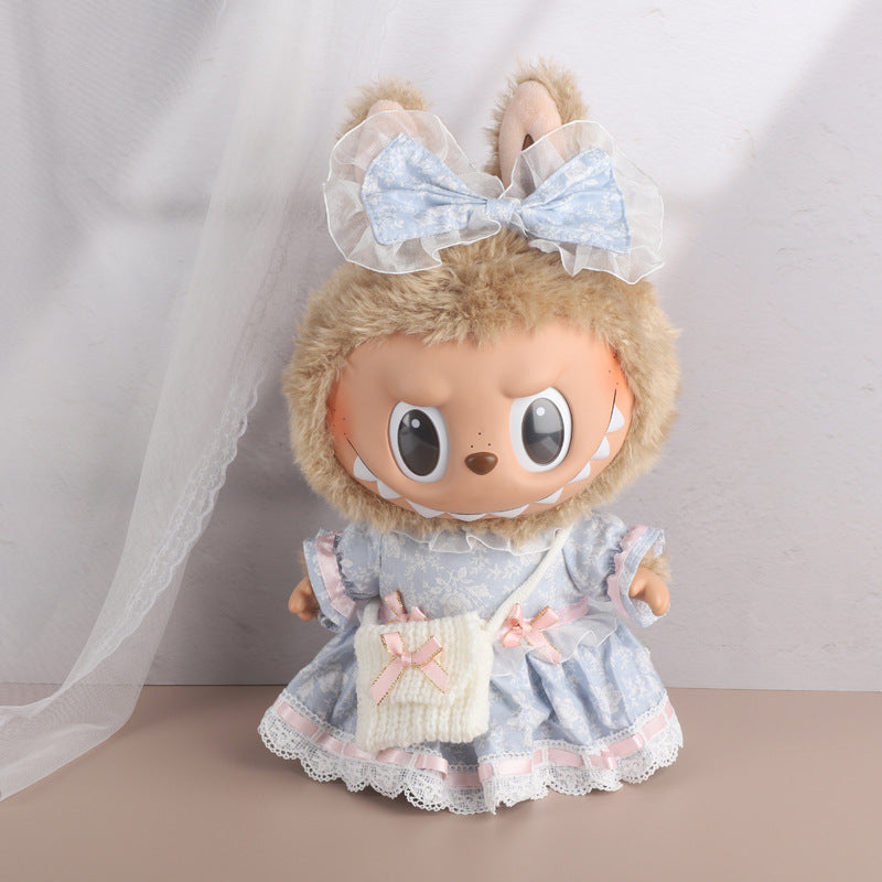 38Cm Labubu vinyl plush doll clothes for Labubu doll clothes striped animal shirt set cute