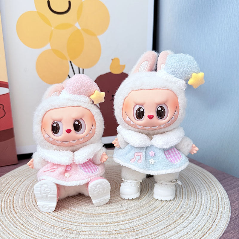 17Cm Labubuwa clothes LABUBU blind box sitting party one two three generations of music angel suit cute cute