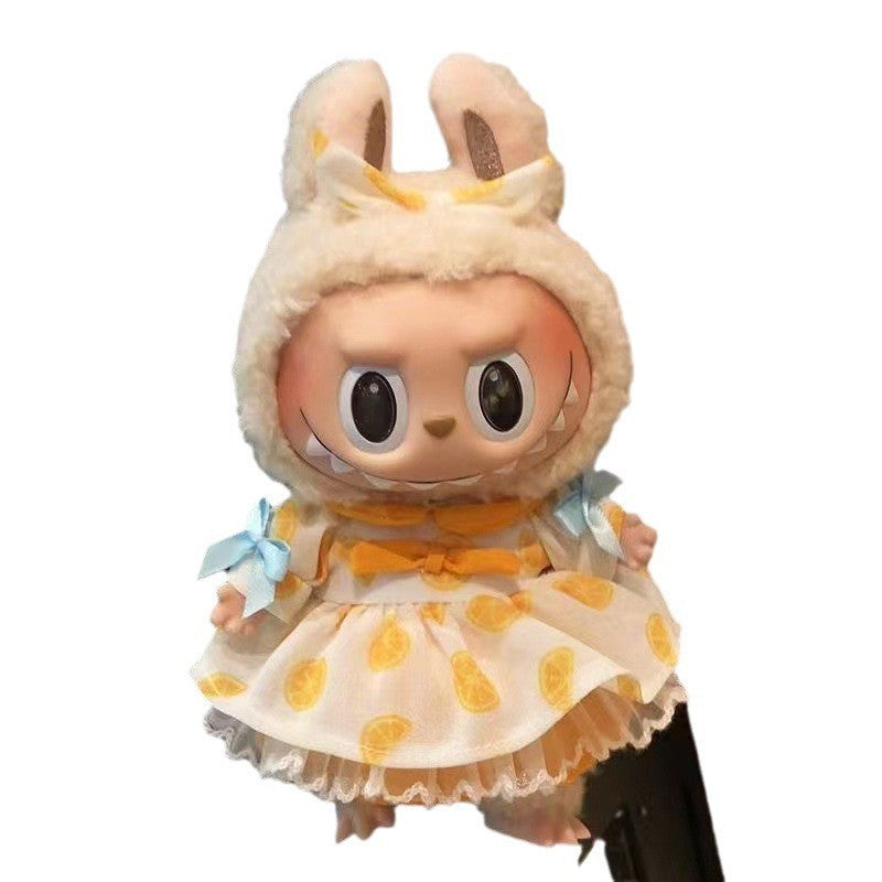 15Cm blind box rabub casual satchel set macaron labubu pendant doll nightdress set cute