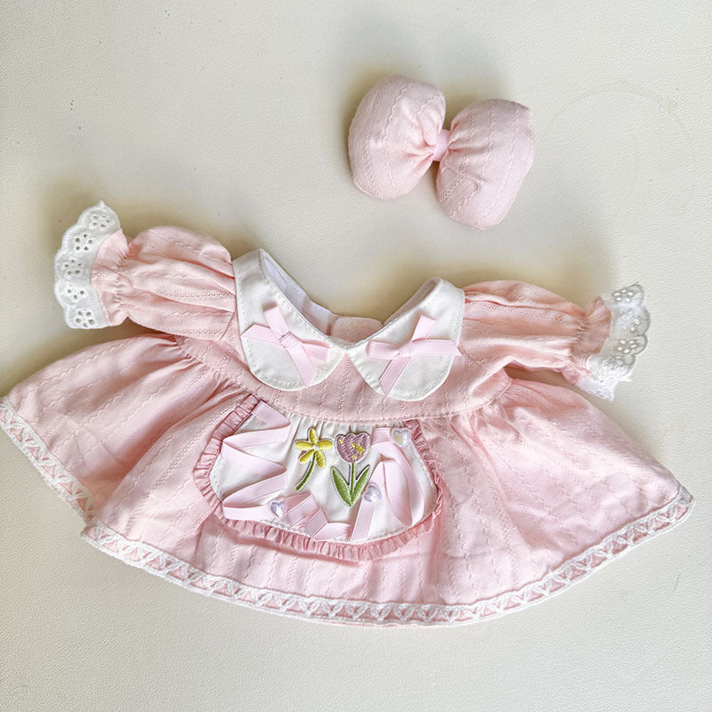 38Cm Labubu Plush Doll Clothing Labubu Doll MOKOKO Pink Tulip Dress Set Female