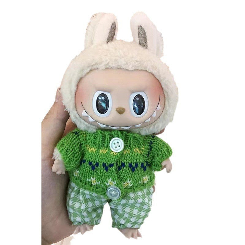15Cm blind box rabub casual satchel set macaron labubu pendant doll nightdress set cute