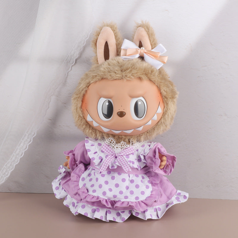 38Cm Labubu vinyl plush doll clothes for Labubu doll clothes striped animal shirt set cute