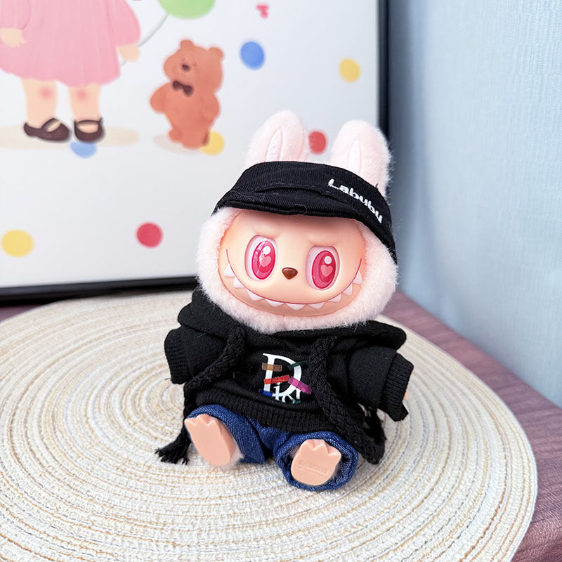 The first, second and third generation keychain Labubu clothes pendant Labubu baby clothes trendy hooded sweater set is cute.