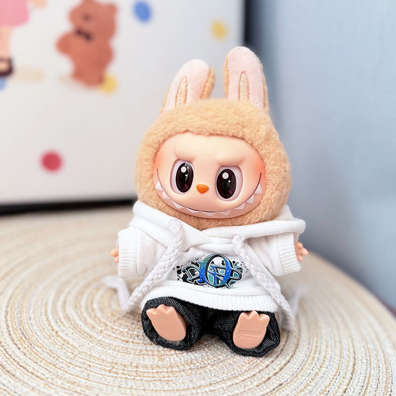 The first, second and third generation keychain Labubu clothes pendant Labubu baby clothes trendy hooded sweater set is cute.