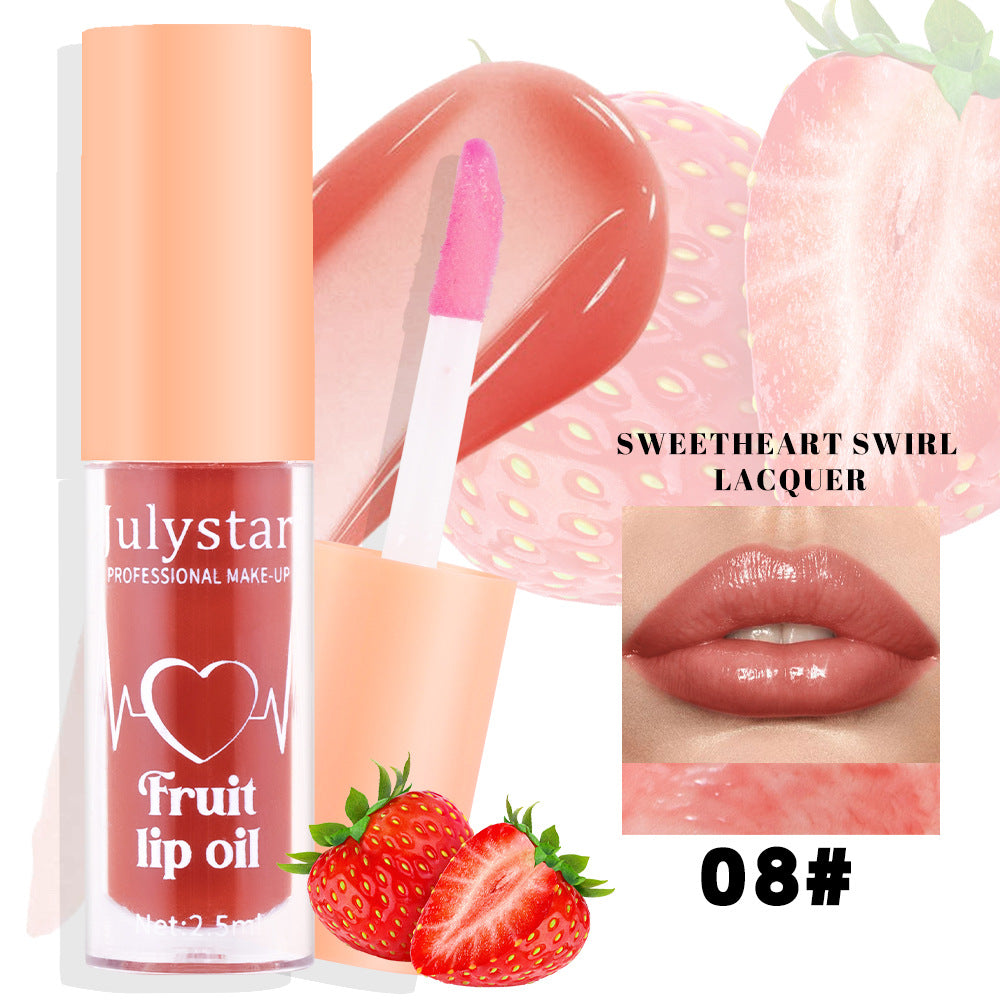 Julystar 20 Color Fruit Lip Glaze Water Light Transparent Moisturizing Moisturizing Temperature Variable Pearlescent Lip Oil