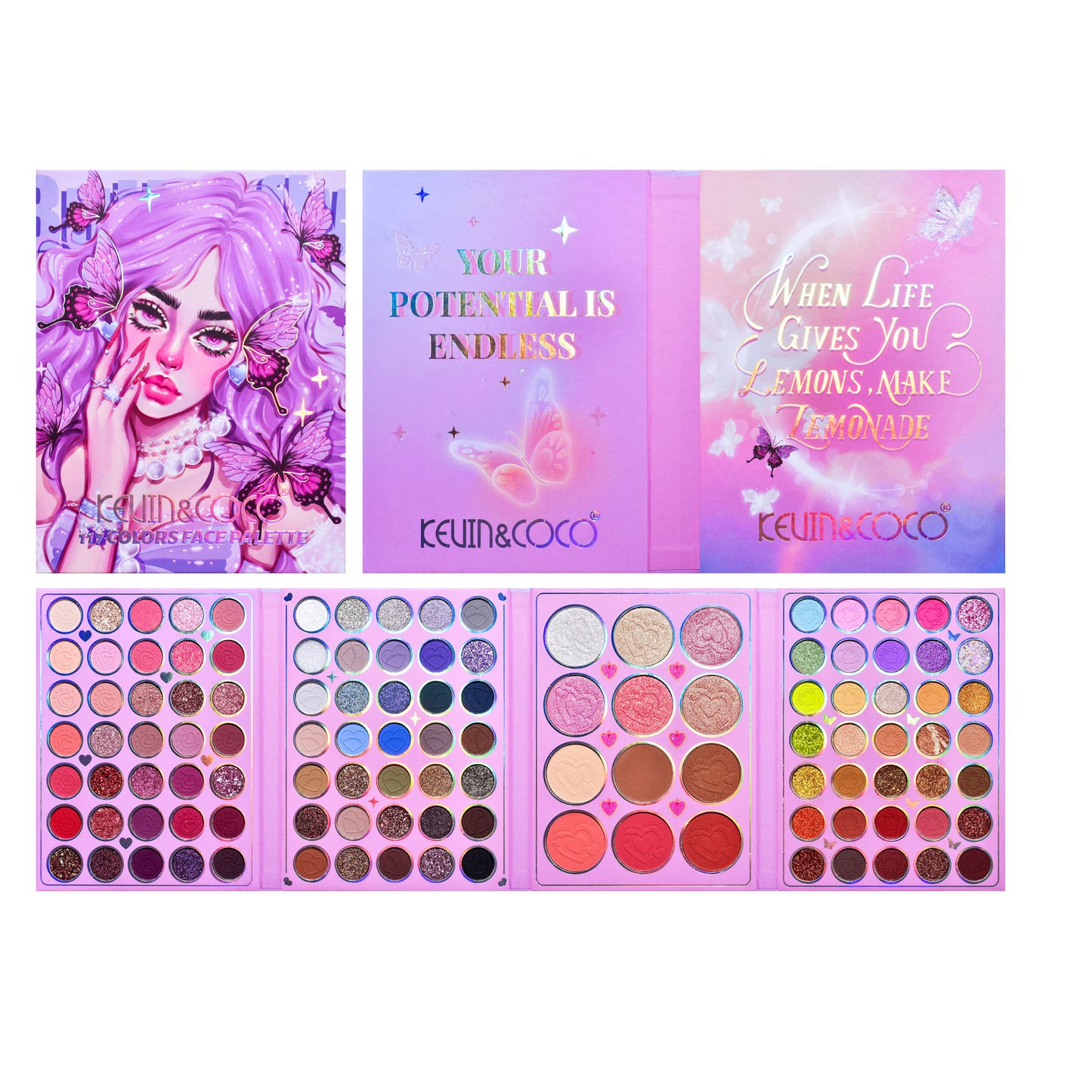KEVIN & COCO117 color eyeshadow disc, blush, high-gloss grooming integrated disc, pearlescent, shallot, matte earth color, beautiful