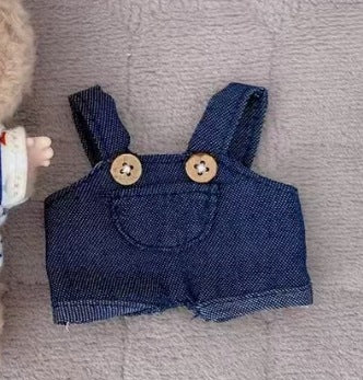 17Cm blind box rabub for small blue-gray rhombus grid sweater set labubu pendant clothes are cute and cute
