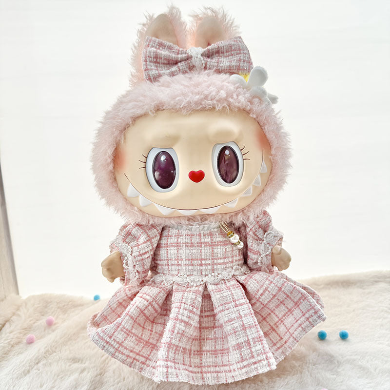38Cm Labubu plush doll clothes for Labubu sweetheart doll baby clothes pearl small fragrant skirt set