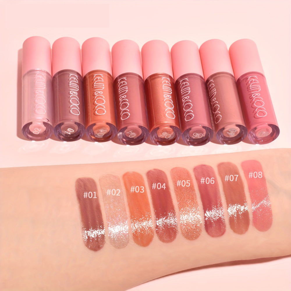 KEVIN & COCO Non-stick Cup Lip Gloss Mirror Water Gloss High Value Glass Lip Pearlescent Dudu Lip Liquid Lipstick Set