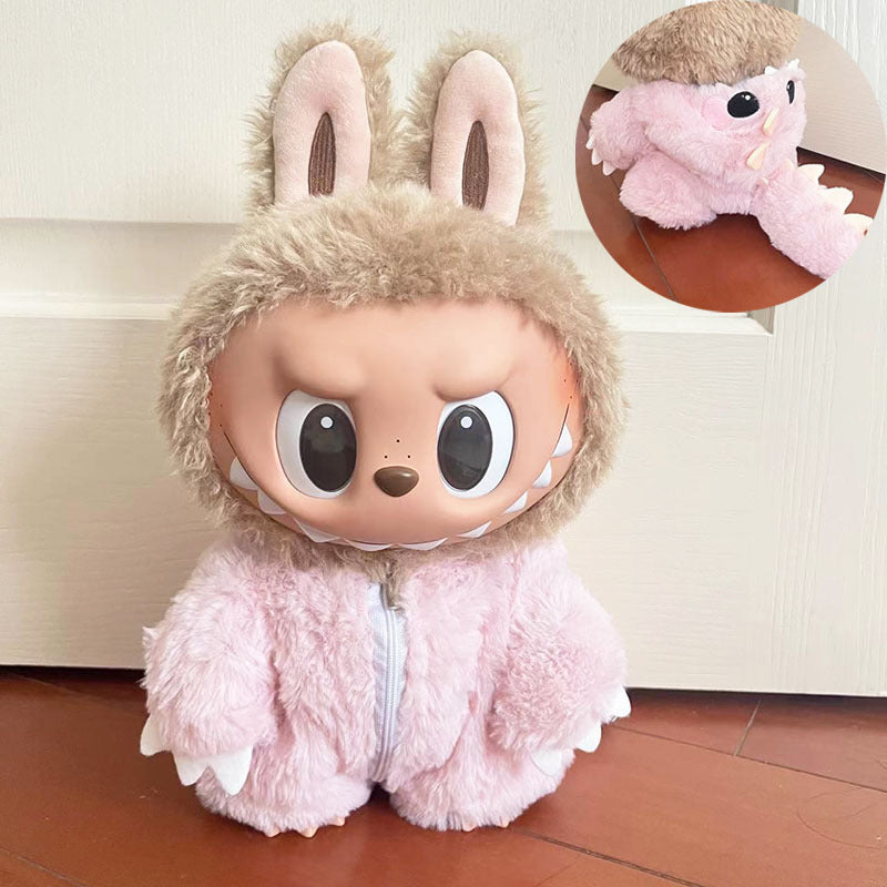 38Cm Labubu vinyl plush doll clothes for Labubu doll clothes plaid vest beret cute