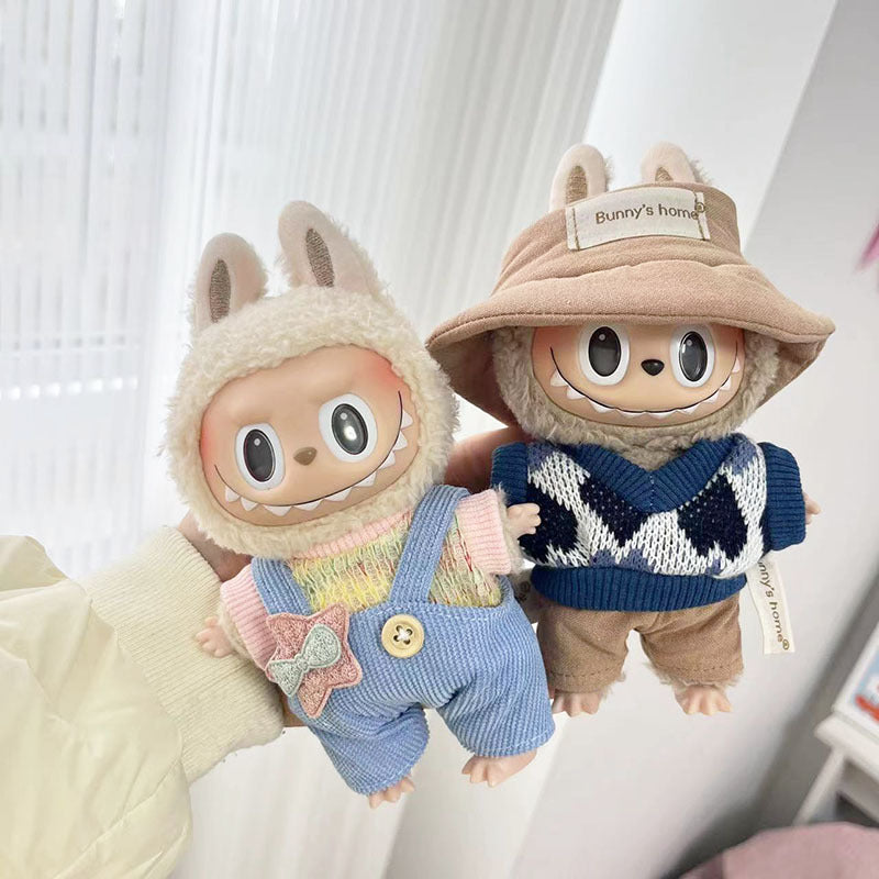 17Cm blind box Rab cloth for the star light blue overalls set carrot overalls two-piece set pendant clothes