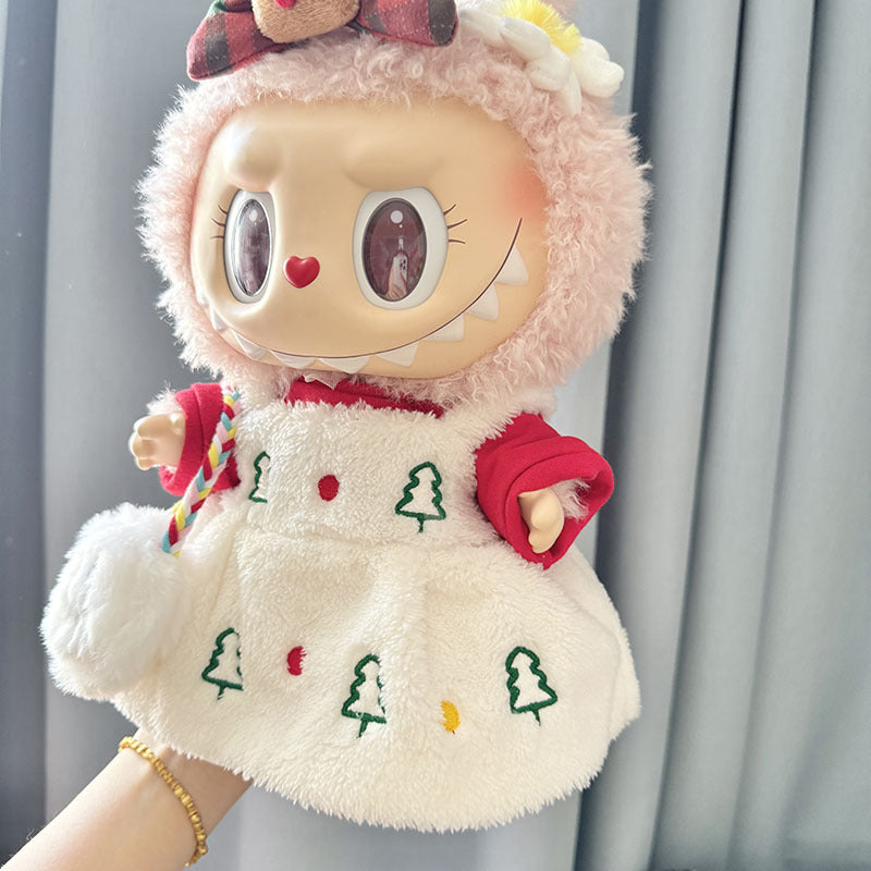 38Cm Labubu plush doll dress for Labubu doll MOKOKO satchel Christmas tree white dress set