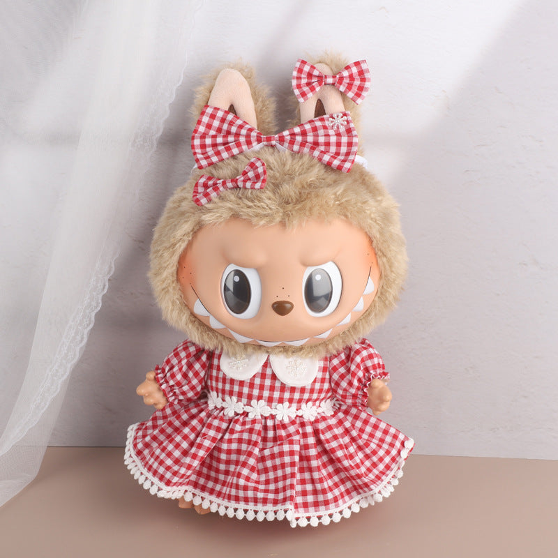 38Cm Labubu vinyl plush doll clothes for Labubu doll clothes striped animal shirt set cute