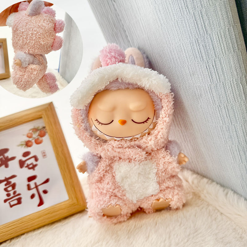 17Cm Labubuwa clothes LABUBU blind box sitting party one two three generations cute cloud velvet three eyes cute