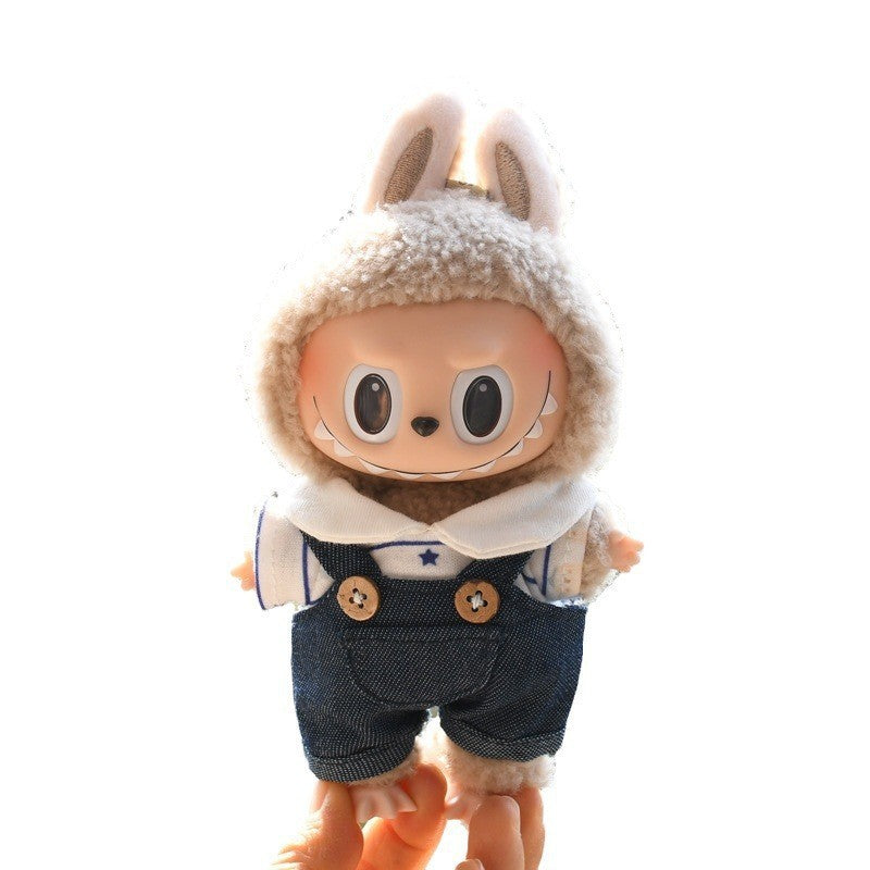 15Cm pendant labubu blind box macaron rabub potato chips outer bag keychain doll clothes