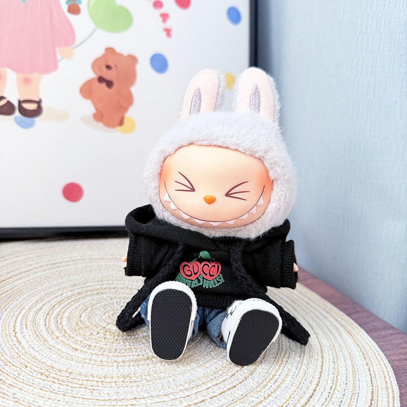 The first, second and third generation keychain Labubu clothes pendant Labubu baby clothes trendy hooded sweater set is cute.