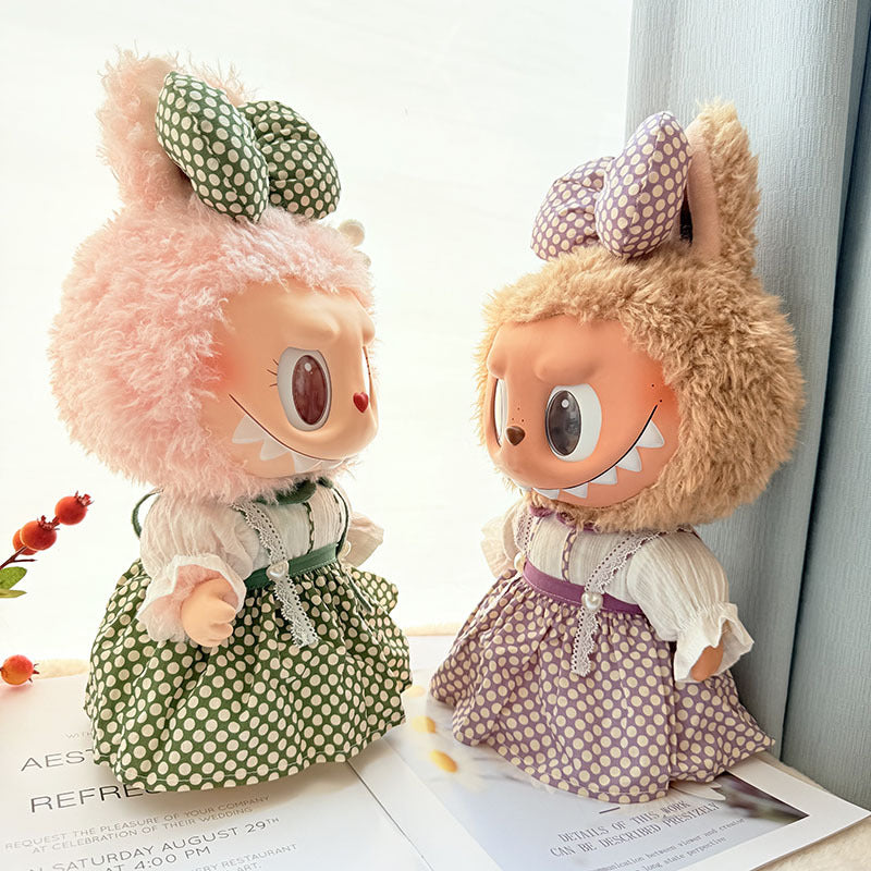 38Cm Labubu plush doll dress for Labubu doll dress MOKOKO sweetheart dense round dress