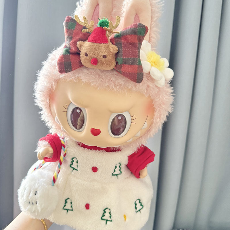 38Cm Labubu plush doll dress for Labubu doll MOKOKO satchel Christmas tree white dress set