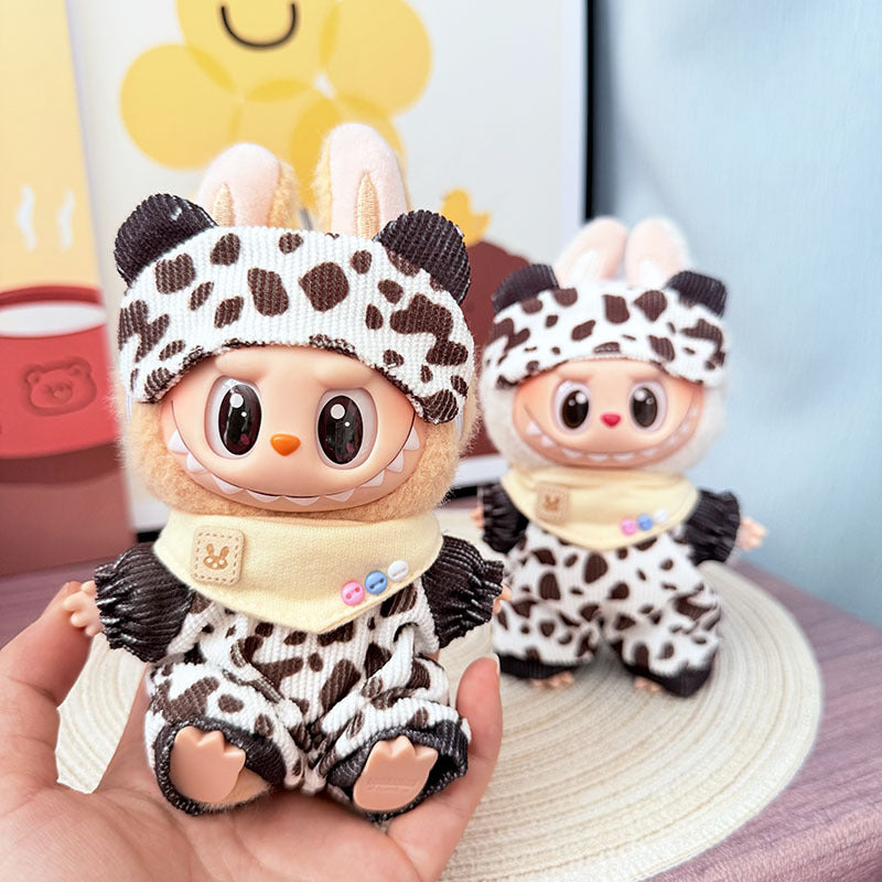 17Cm Labubuva clothes LABUBU blind box sitting party one two three generations cocoa ranch suit cute cute