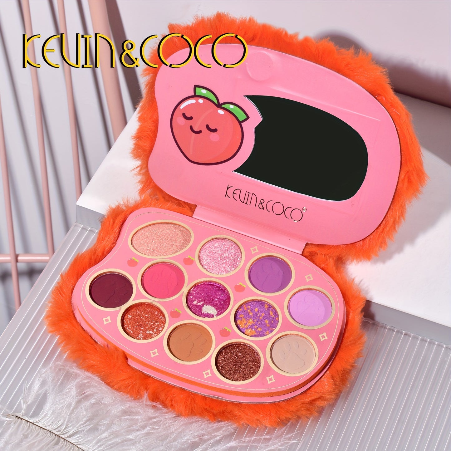 KEVIN & COCO 12-color water-tight peach eyeshadow, beaded matte, showing no flying powder