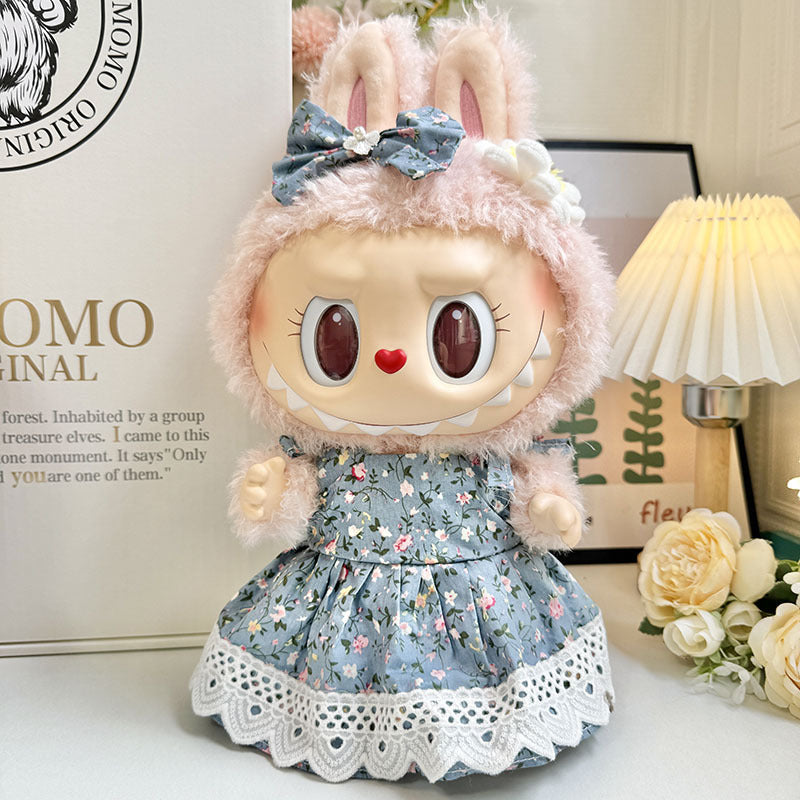 38Cm Labubu plush doll clothes for Labubu doll clothes MOKOKO sweetheart spring overalls